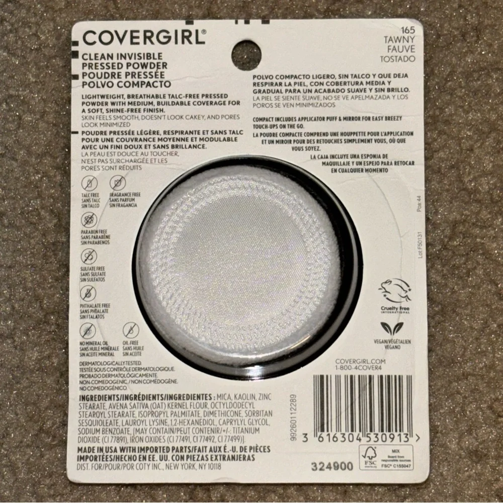 CoverGirl Clean Invisible Pressed Powder - 165 Tawny - 0.38 Oz. New